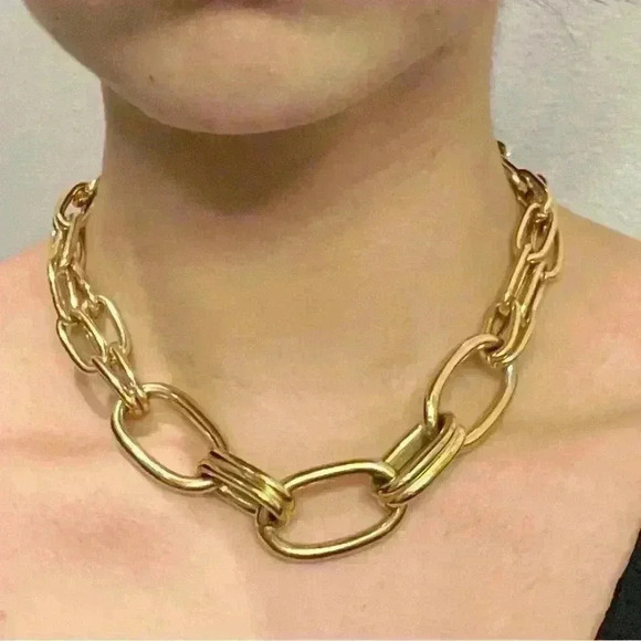 Anne Klein Womens vintage designer chunky paper clip toggle clasp necklace - Picture 1 of 8